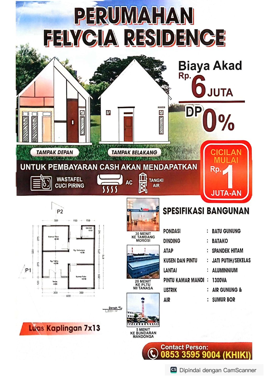 foto denah rumah tipe 36 perumahan FELICYA RESIDENCE