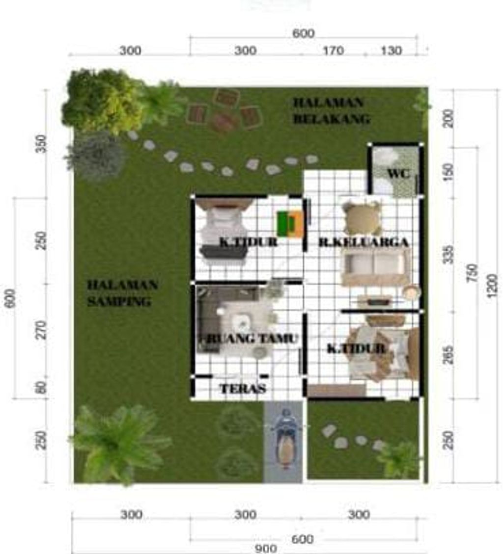 foto denah rumah tipe 36/108 perumahan GRIYA MELIA ASRI