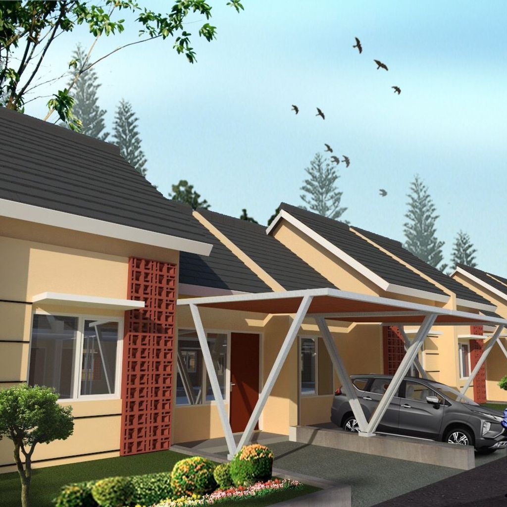 foto tampak rumah tipe 36/90 perumahan Golden Palm Residence