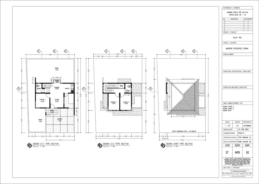 foto denah rumah tipe NEW TULIP 2LT 144 perumahan Mandiri Residence