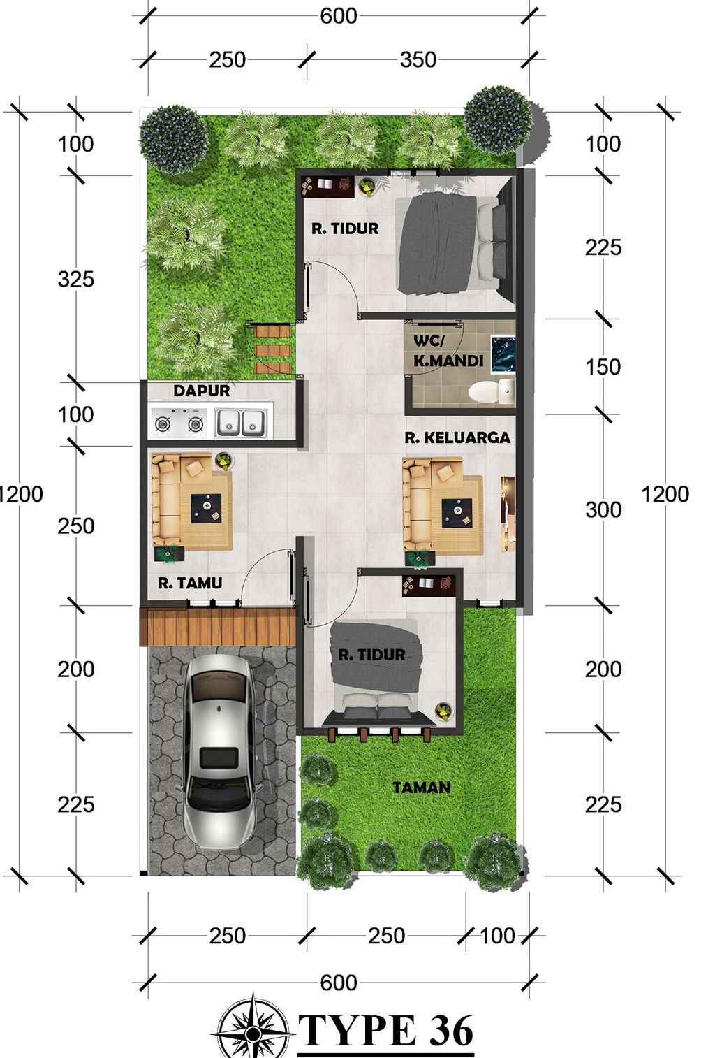 foto denah rumah tipe 36 perumahan Green Village
