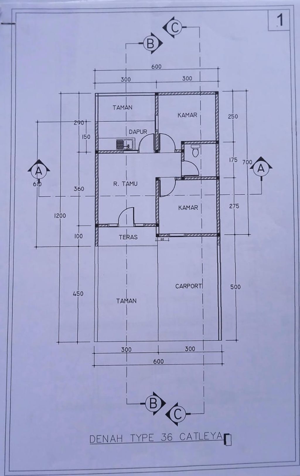 foto denah rumah tipe cateleya perumahan ARFIZ RESIDENCE