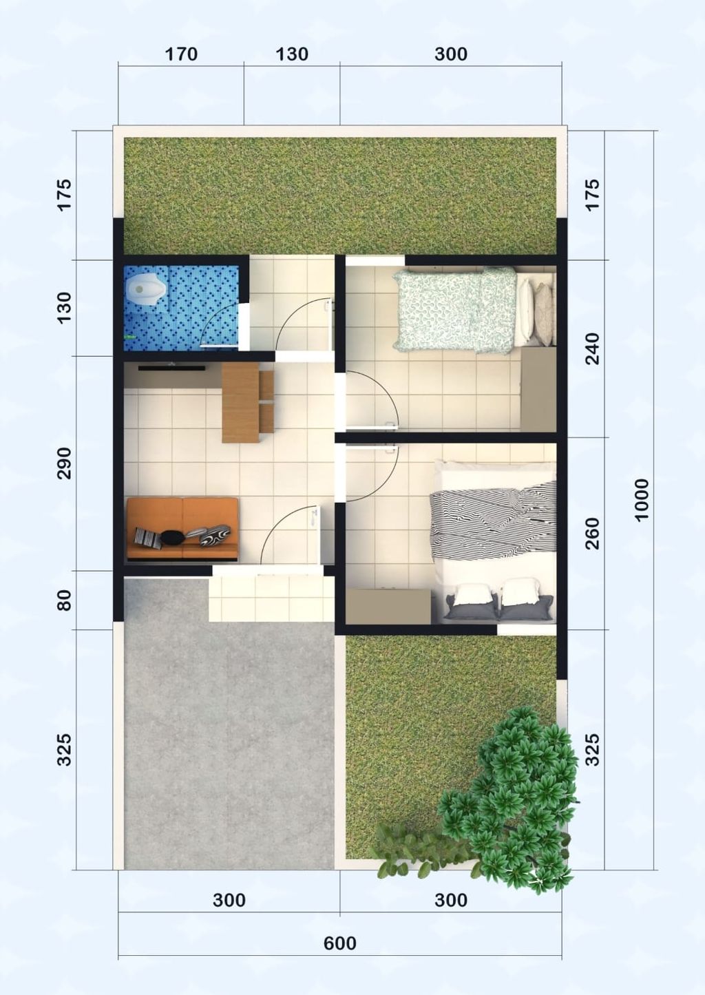 foto denah rumah tipe Rumah Subsidi 28/60 perumahan Pilar Residence Majapahit