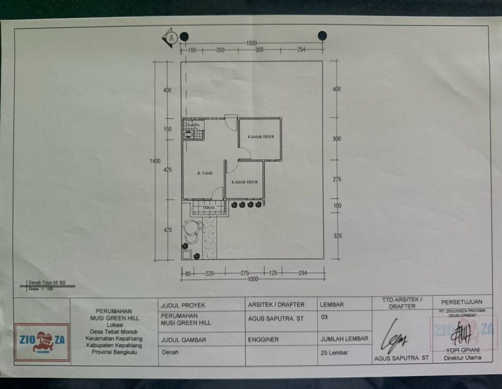 foto denah rumah tipe 36 perumahan MUSI GREEN HILL 2