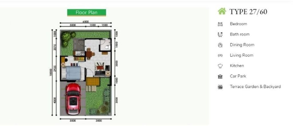 foto denah rumah tipe NF9-26 perumahan SERPONG NATURA CITY