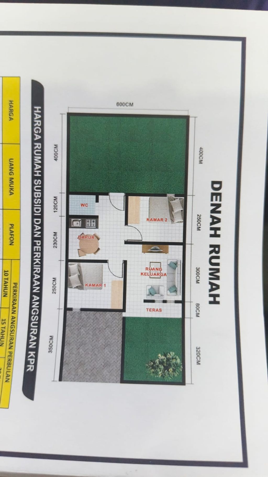 foto denah rumah tipe SUBSIDI perumahan PANTAI INDAH COASTAL KARIMUN