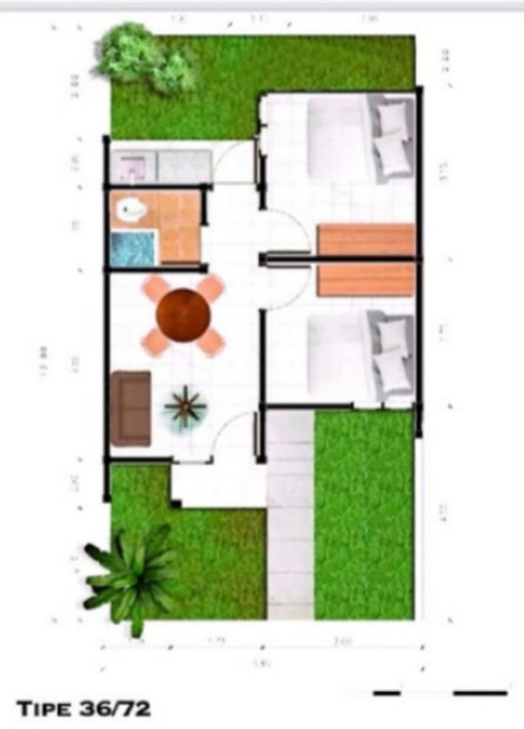 foto denah rumah tipe 36/84. perumahan Gardenia 2 cileungsi