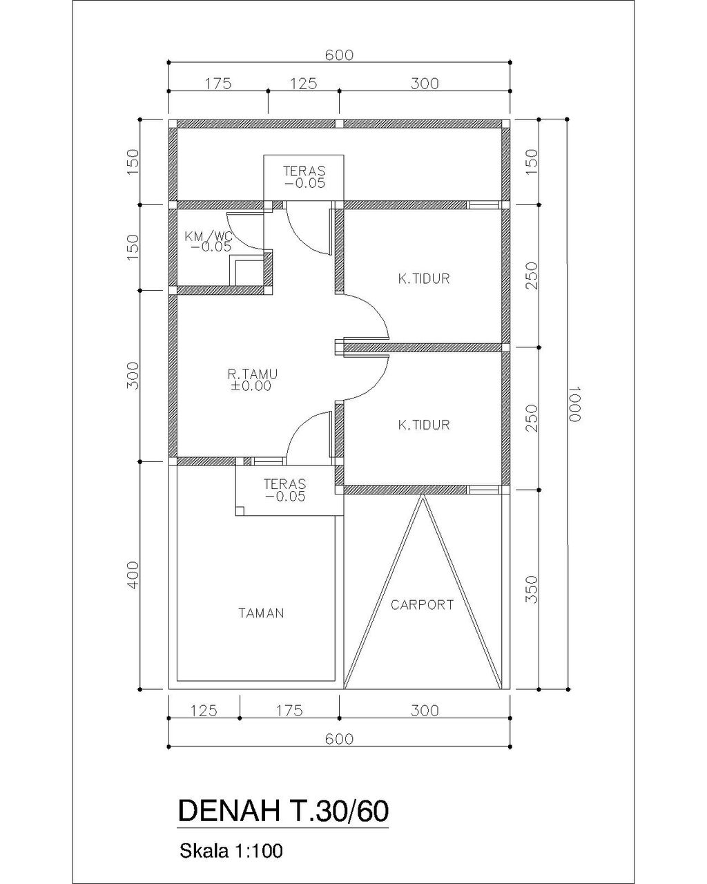 foto denah rumah tipe 30/60 perumahan PENGEMBANGAN TIKUNG KOTA BARU