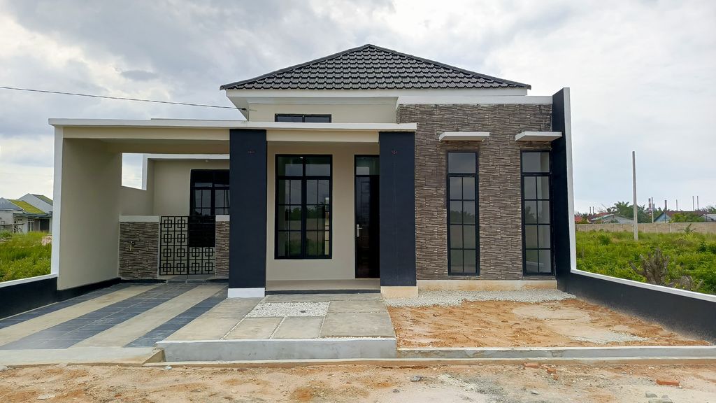foto tampak rumah tipe Bougainville B perumahan Green Athaya Permai