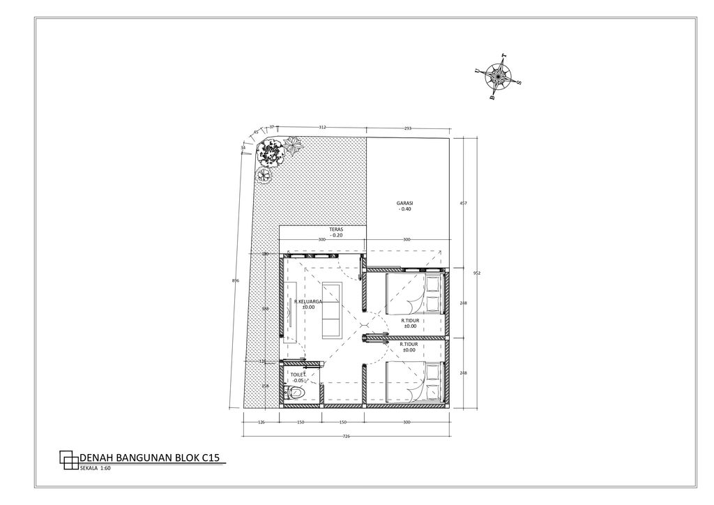 foto denah rumah tipe 30/65 SF perumahan KRISNA GRAHA PENARUNGAN 3 TAHAP 2