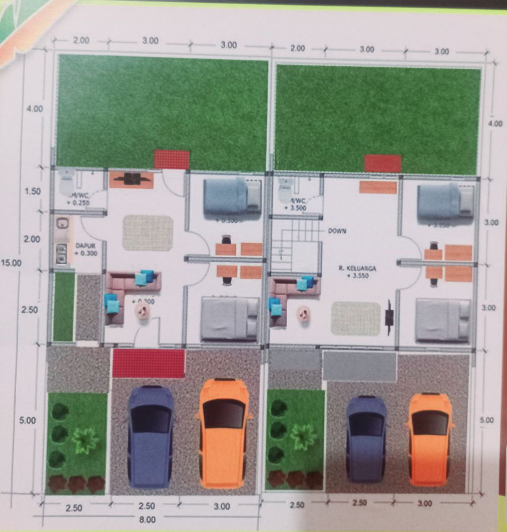 foto denah rumah tipe Mandura perumahan GREEN WANASRI MIJEN
