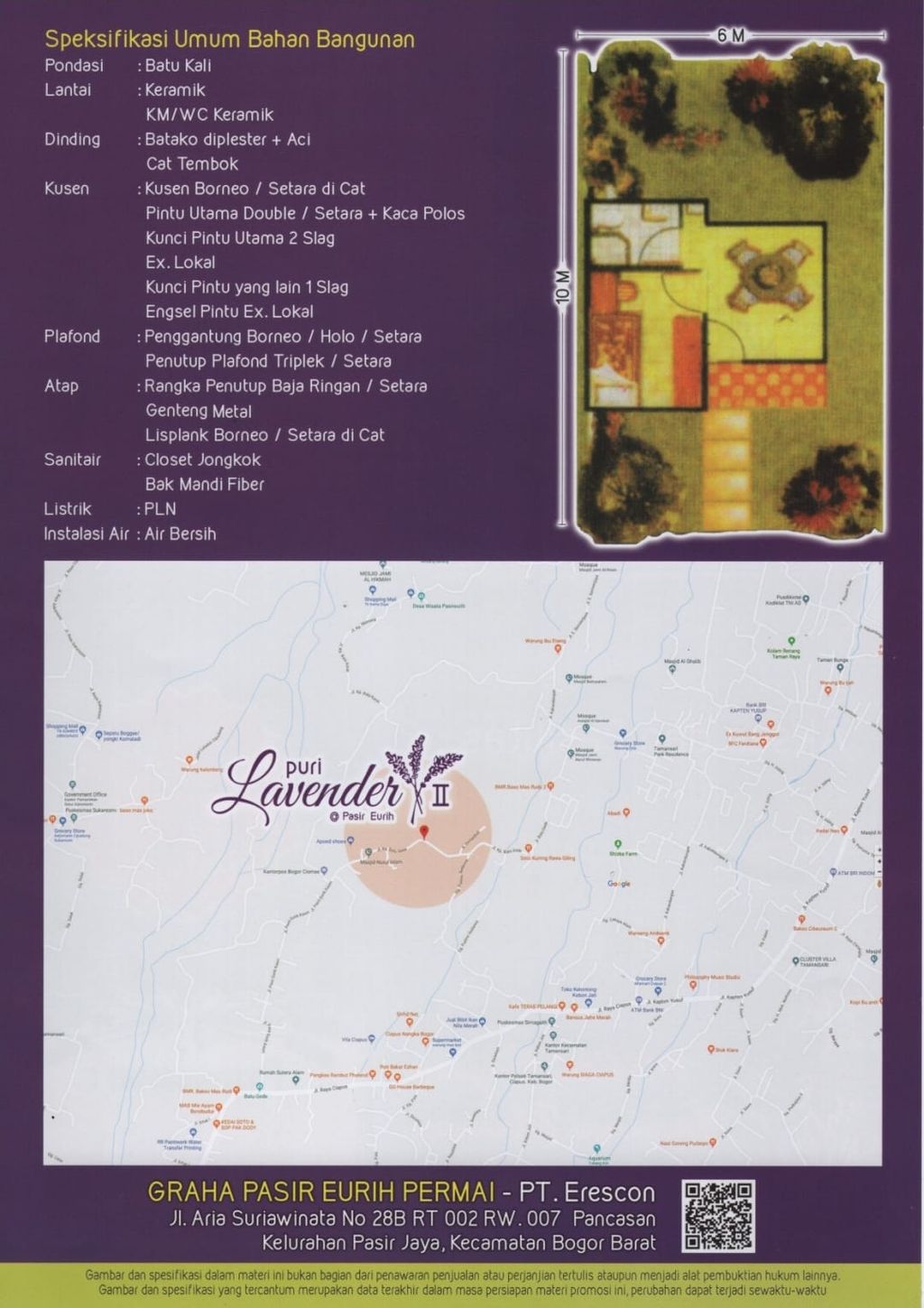 foto denah rumah tipe 22/72 perumahan PURI LAVENDER 2