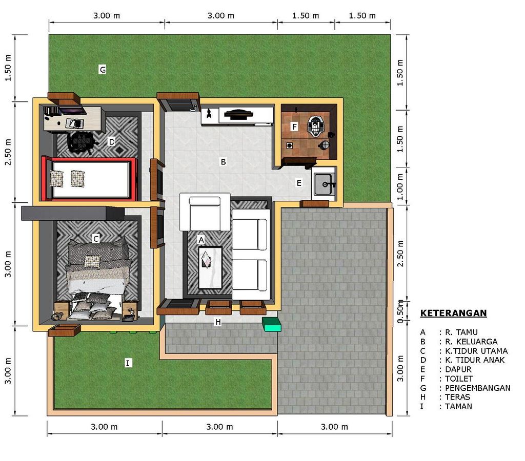 foto denah rumah tipe 36/99 perumahan Ulya Residence III