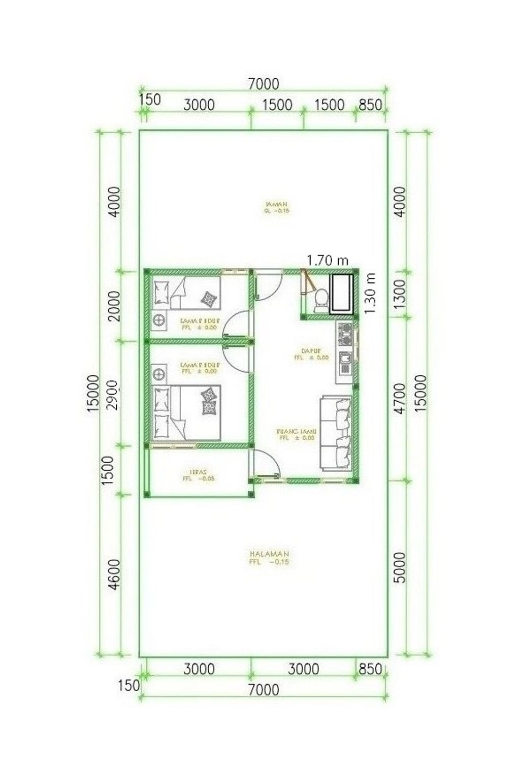 foto denah rumah tipe 36 perumahan GARDEN CITY 3