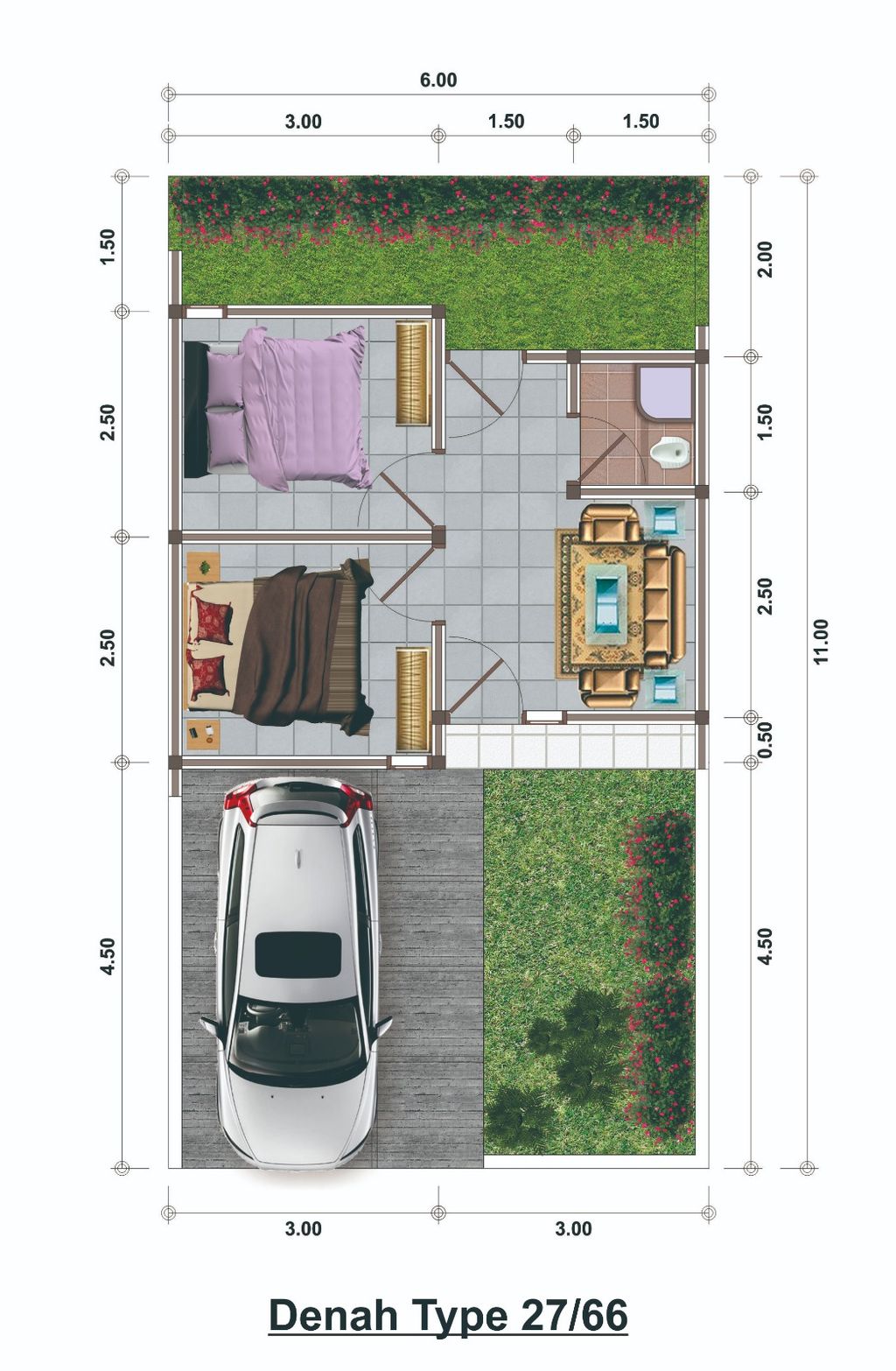 foto denah rumah tipe 27 perumahan GRAND NIRWANA CITY