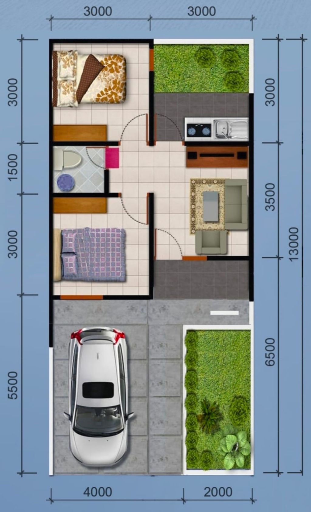 foto denah rumah tipe 36/72 perumahan CLUSTER DE PRATAMA