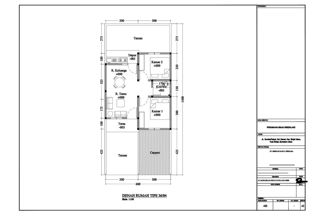 foto denah rumah tipe 36/79 perumahan Binjai Green Land