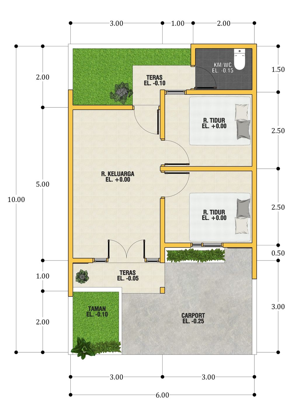 foto denah rumah tipe SUBSIDI 2 perumahan GRIYA MARBEL GETAS