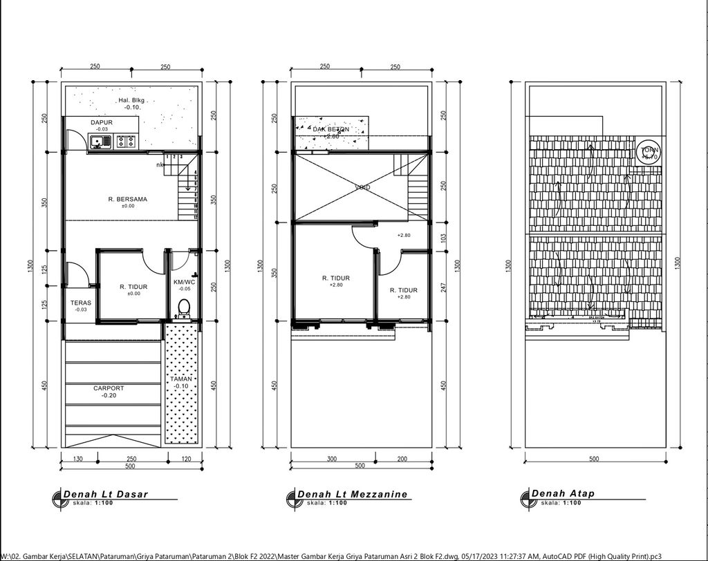 foto denah rumah tipe 45 Mezanin (3 kamar) (400) perumahan Griya Pataruman Asri 2