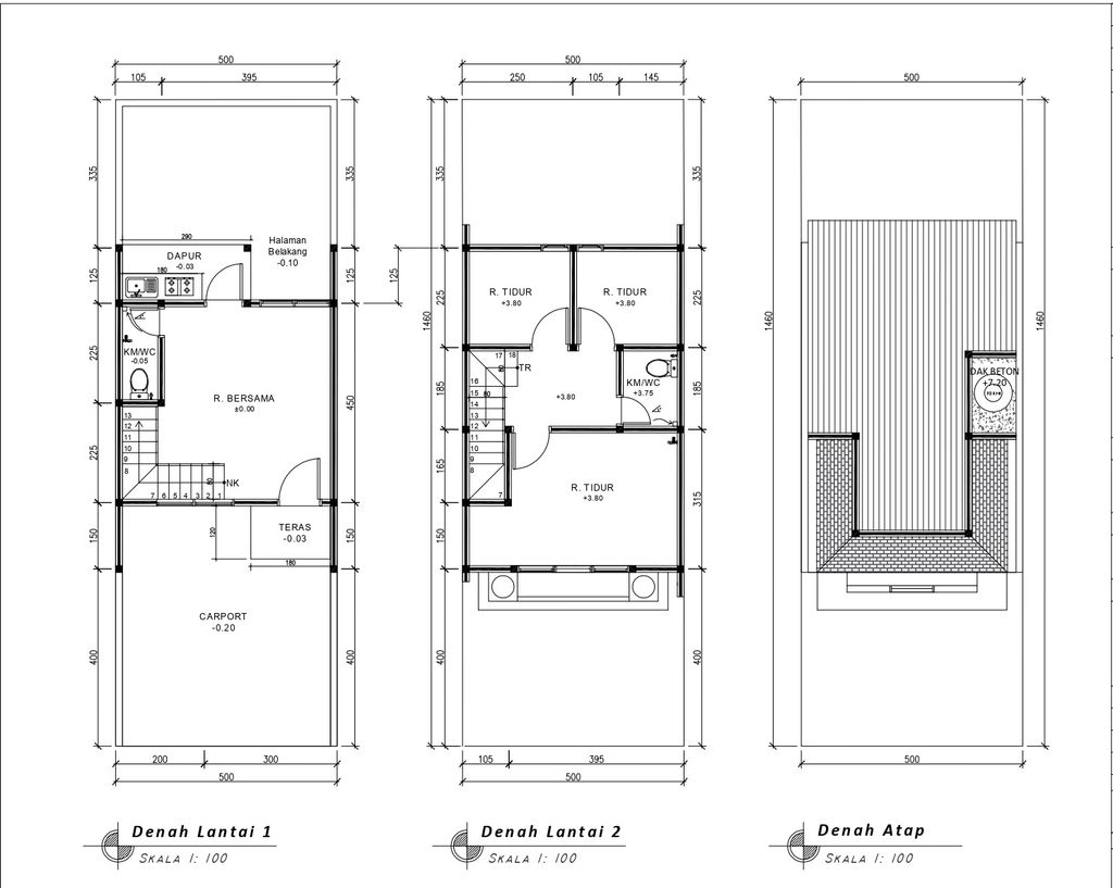 foto denah rumah tipe 60 Compact Classic Athena (3KT) (2KM) (800) perumahan G-Land Padalarang Estate