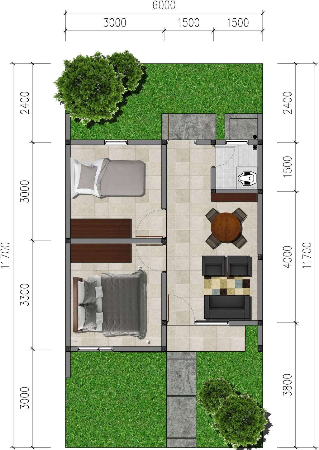 foto denah rumah tipe 36/72 perumahan TAMAN PESONA RESIDENCE TAHAP 3