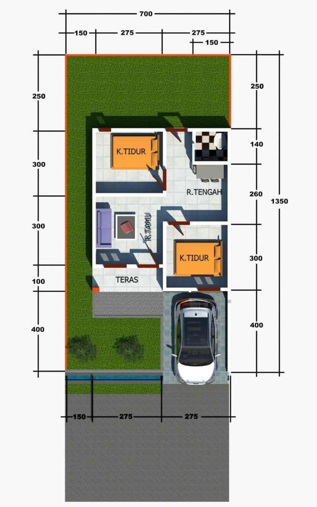 foto denah rumah tipe 36 perumahan TAPERA KENDARI TAHAP 3B