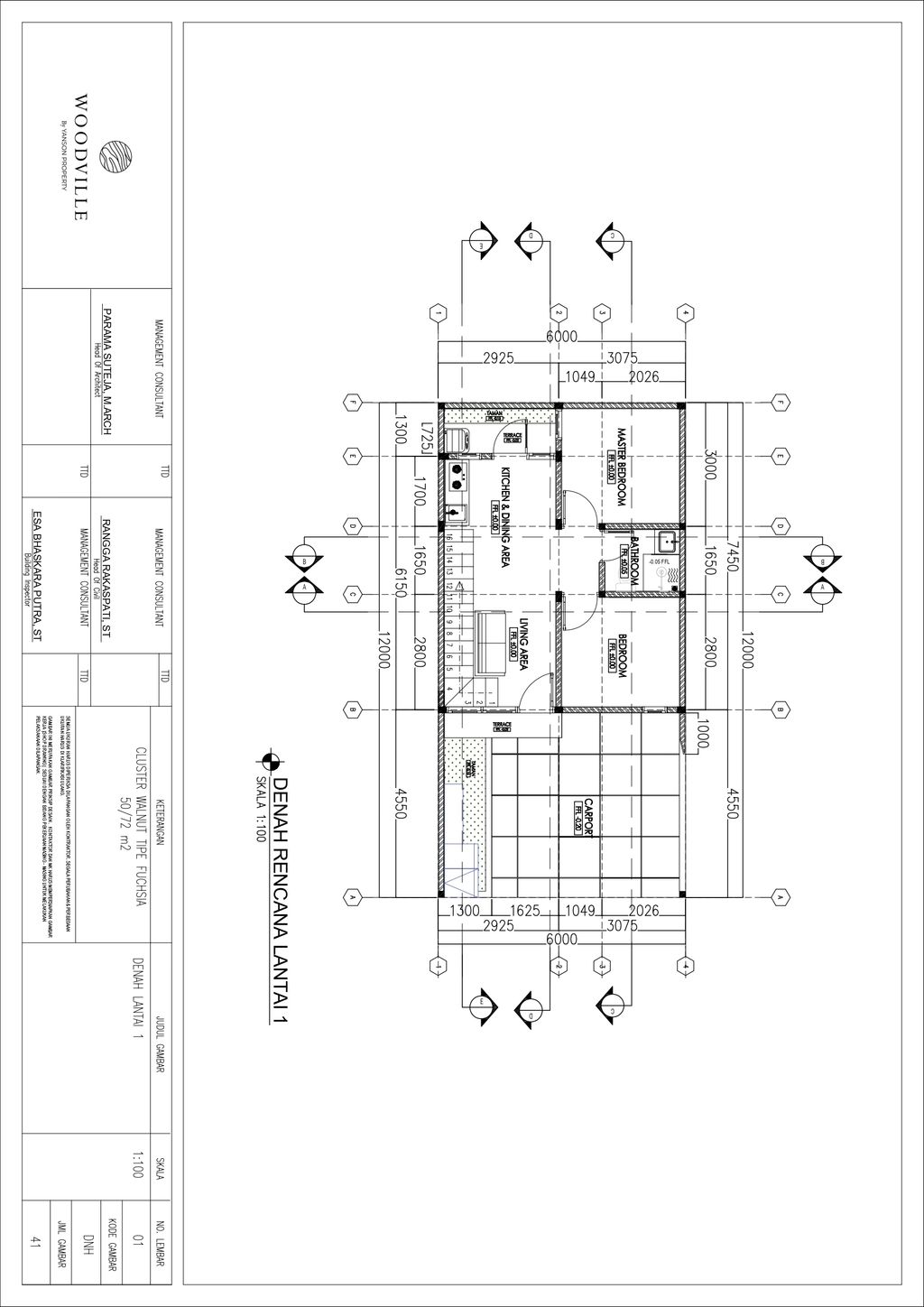 foto denah rumah tipe Walnut 50/72 perumahan Perumahan Woodville Residence