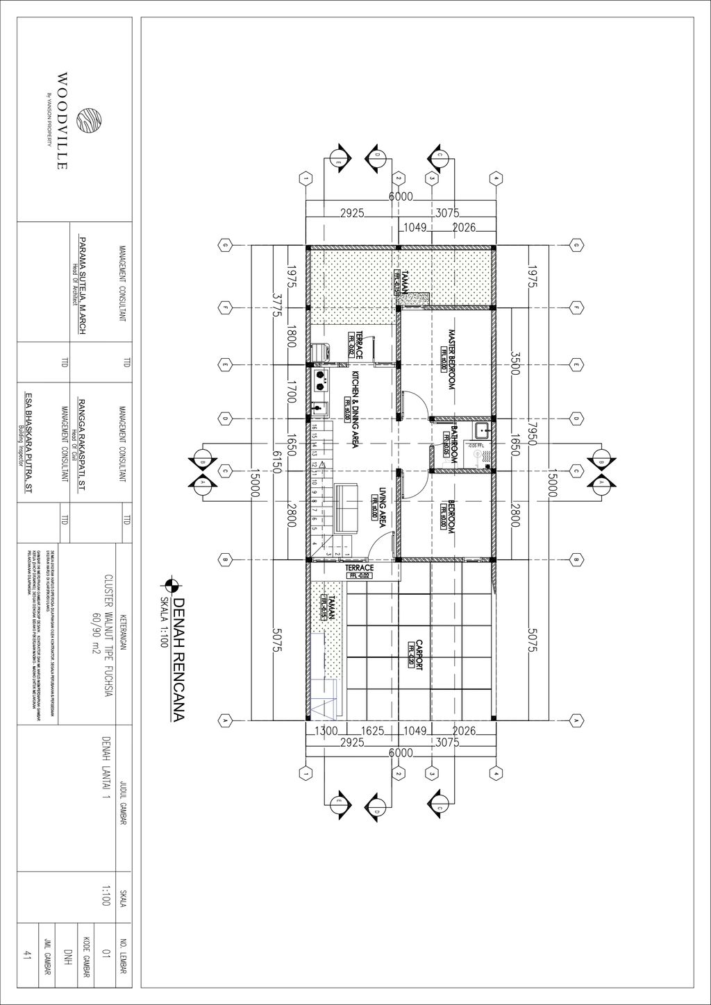 foto denah rumah tipe Walnut (90/60) perumahan Perumahan Woodville Residence