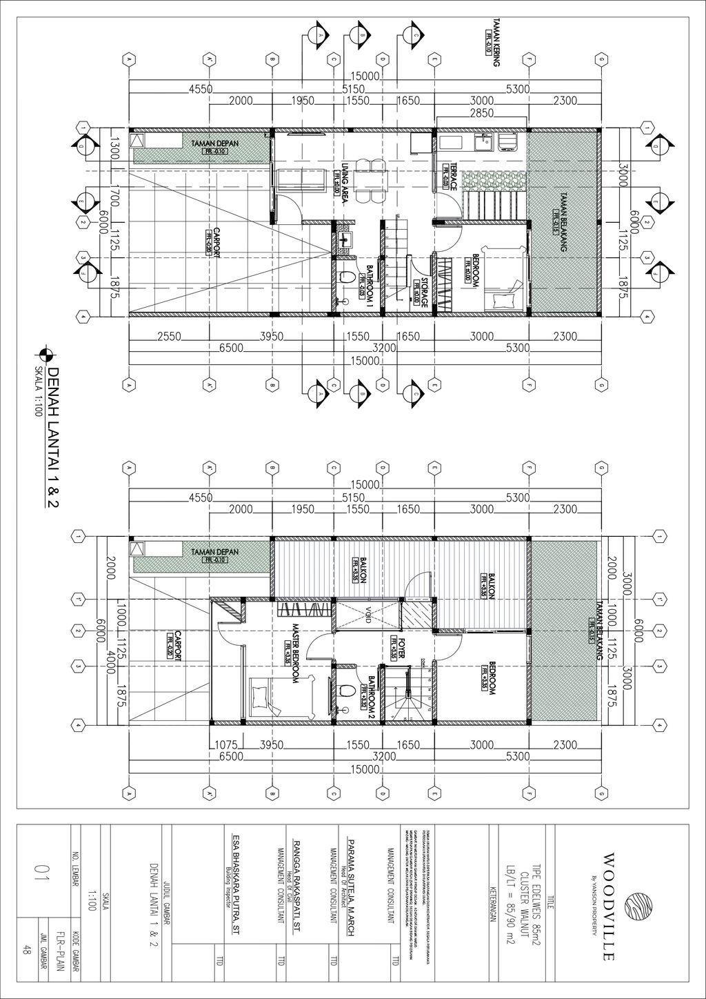 foto denah rumah tipe Walnut (90/85) perumahan Perumahan Woodville Residence