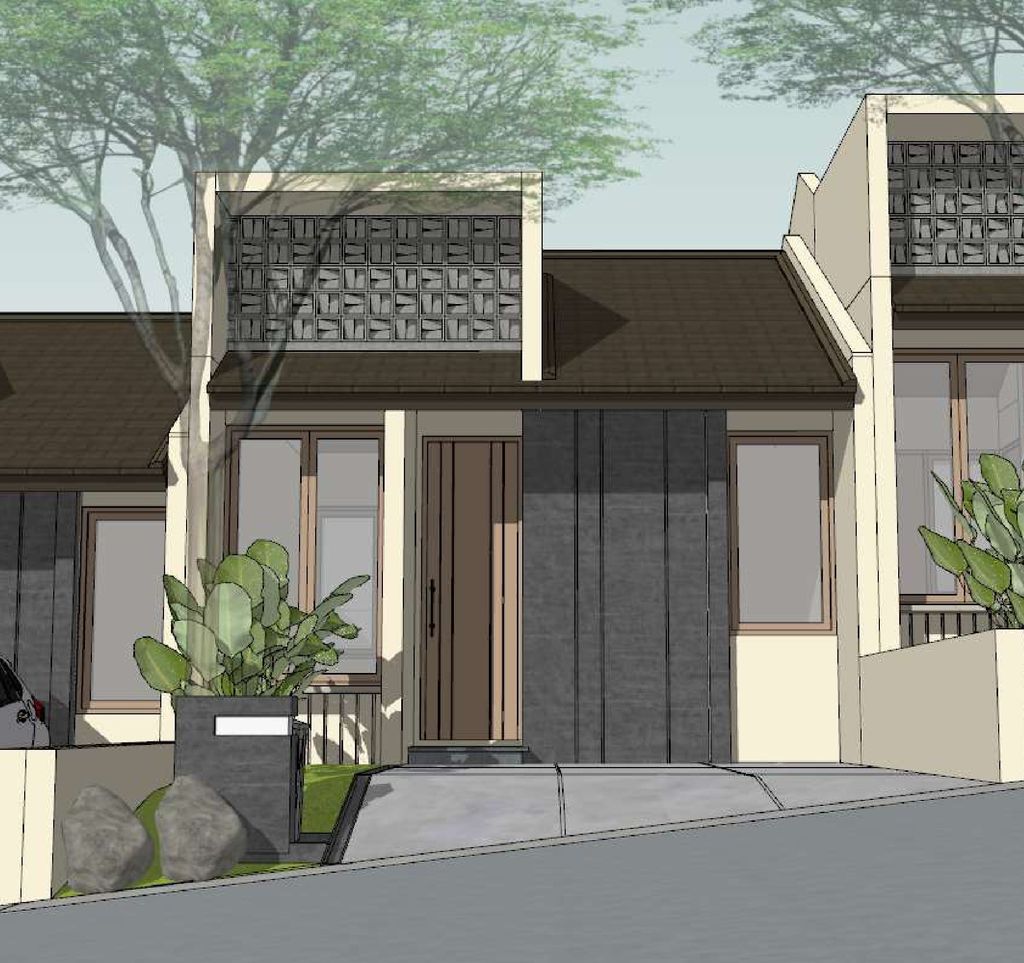 foto tampak rumah tipe YUZU perumahan SPRINGHILL YUME GREEN