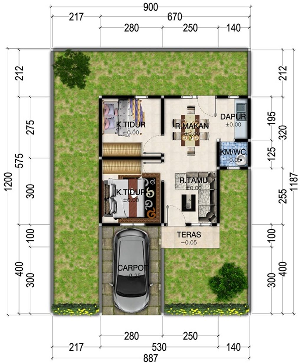 foto denah rumah tipe 36 perumahan PERUMAHAN AURA GREEN RESIDENCE