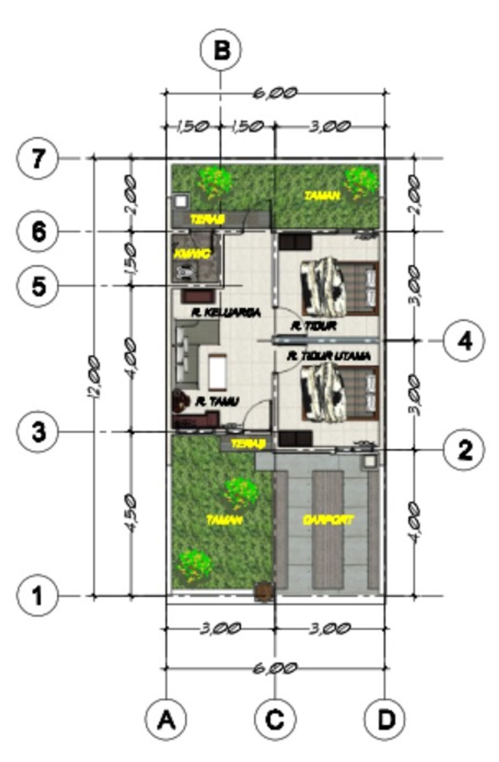 foto denah rumah tipe 36/72 perumahan BUMI BORONGLOE PERMAI 6