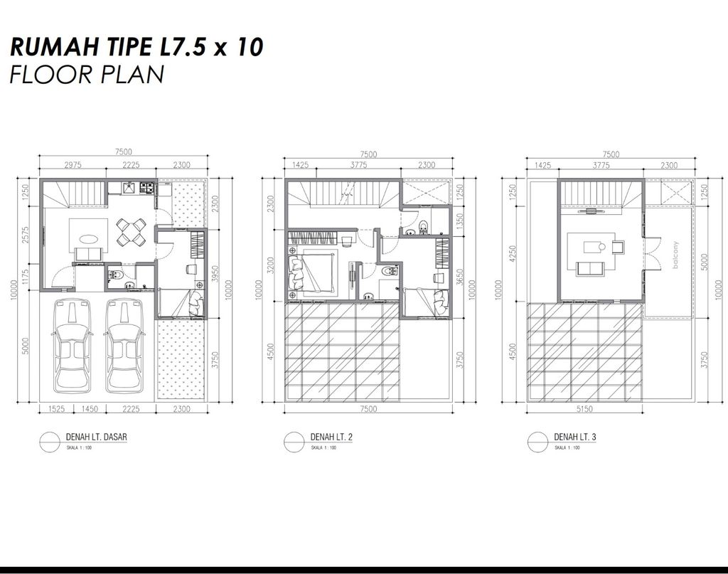 foto denah rumah tipe L7,5 perumahan KOTA MODERN - CLUSTER WATERFRONT - RUKO MWALK EXTENTION