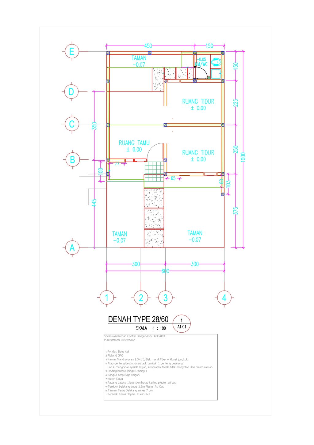foto denah rumah tipe 28/60 HJ 185JT perumahan PERUMAHAN PURI HARMONI 8 EXTENSION TAHAP 2