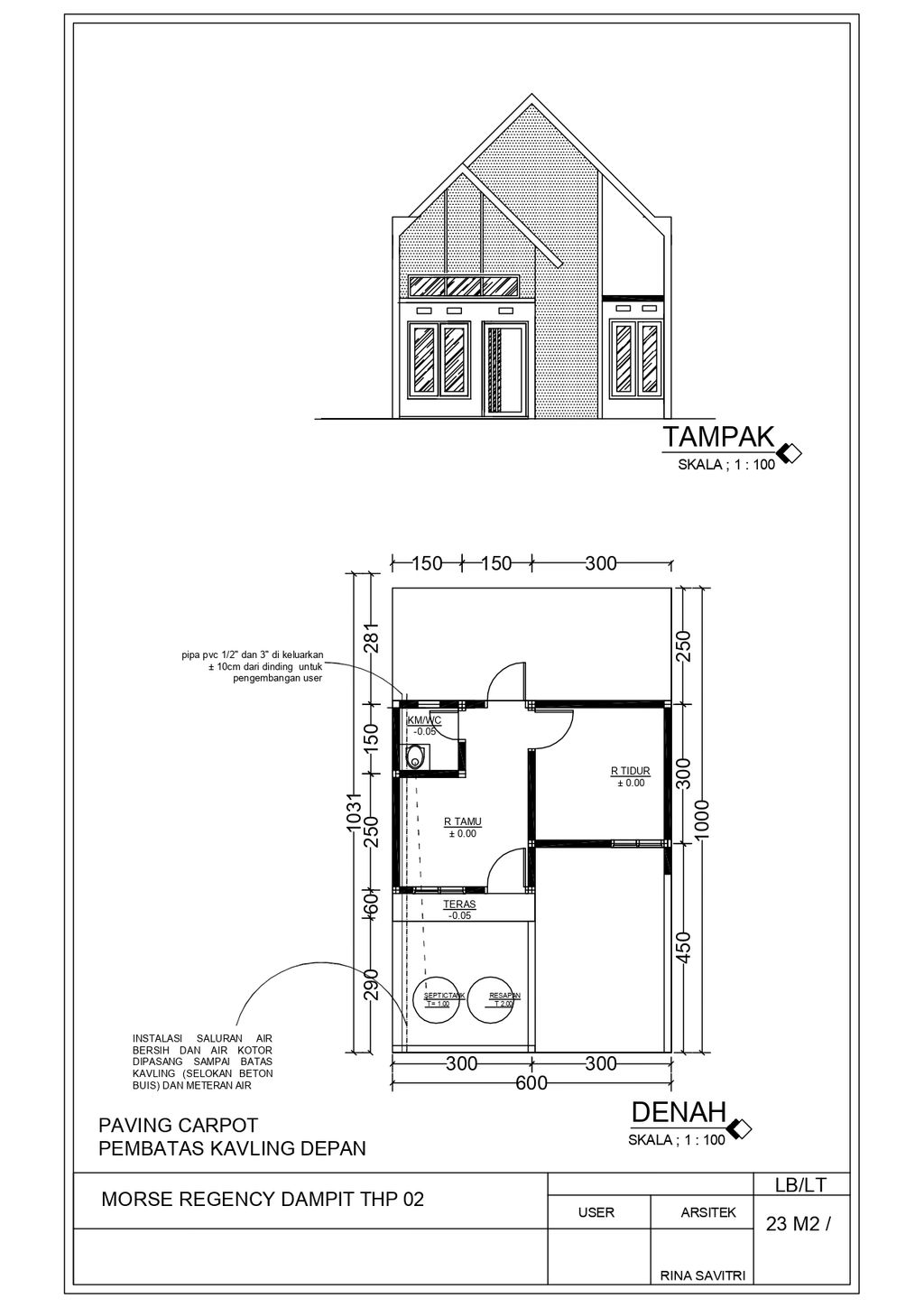 foto denah rumah tipe 23 perumahan MORSE REGENCY DAMPIT TAHAP II