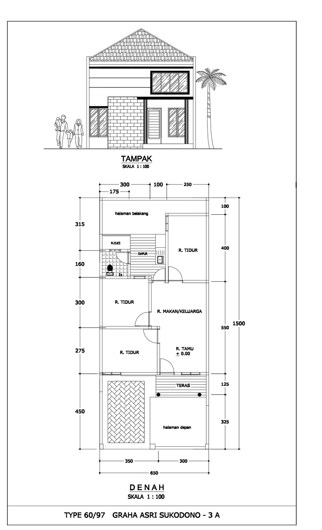 foto denah rumah tipe 60 / 97 perumahan GRAHA ASRI SUKODONO TAHAP 3