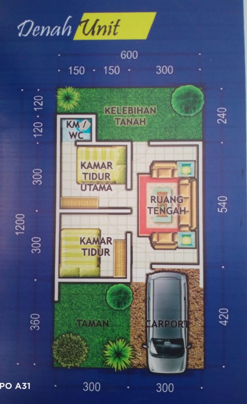 foto denah rumah tipe Subsidi perumahan Griya Cahaya Masannang 2 Majene