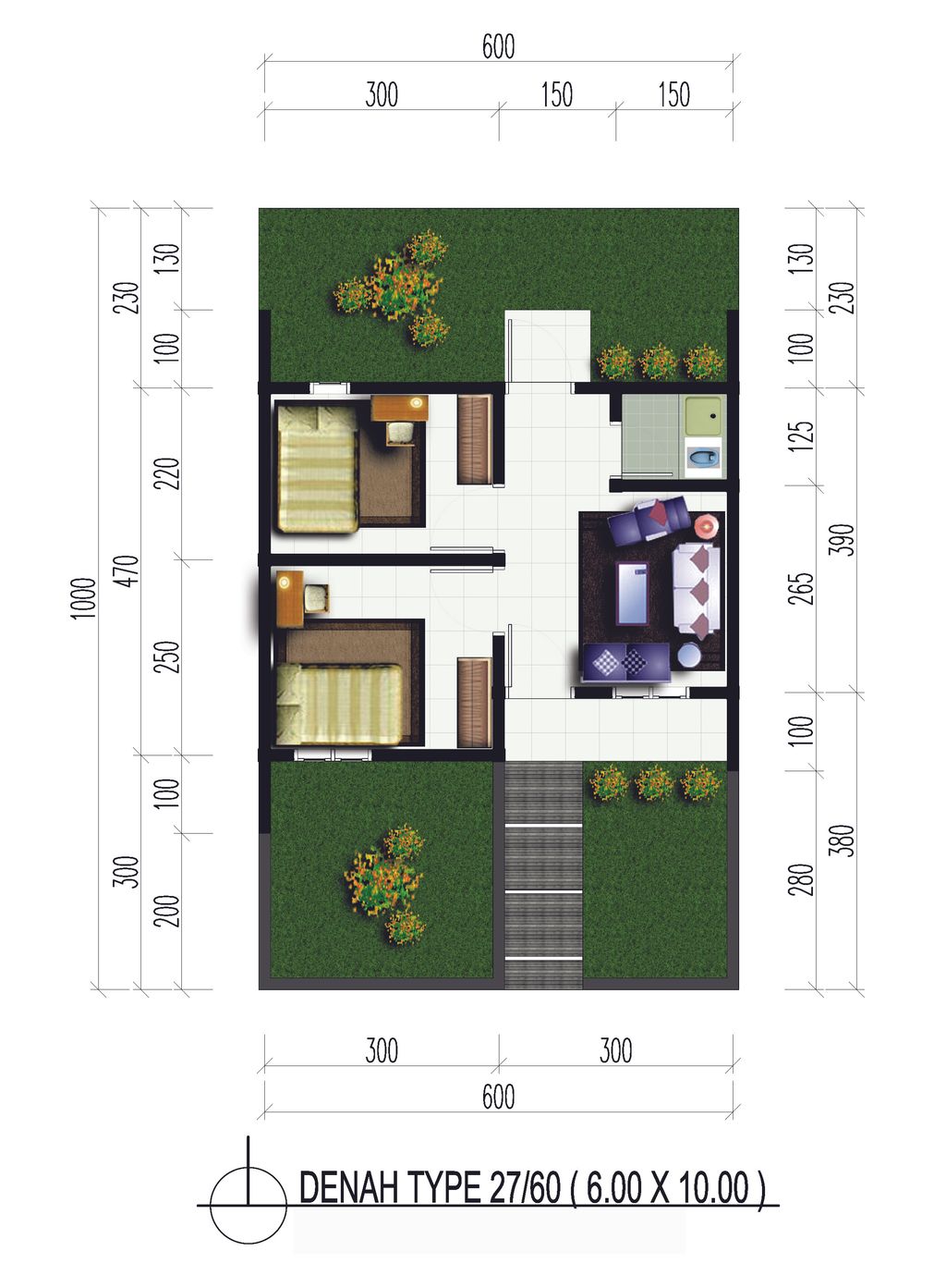 foto denah rumah tipe 27"60 perumahan PILAR MAS PERSADA 2