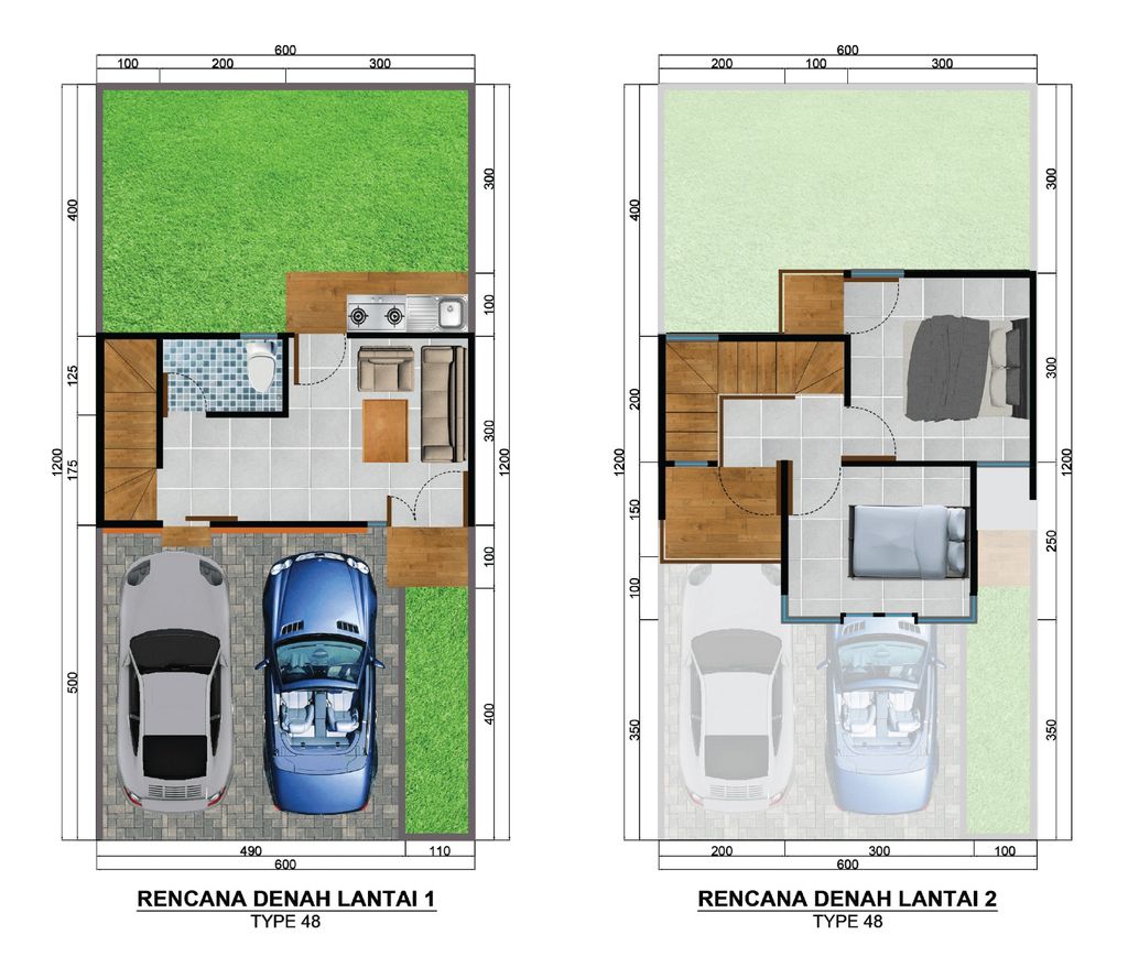 foto denah rumah tipe T-50A perumahan GRAND ALEENA