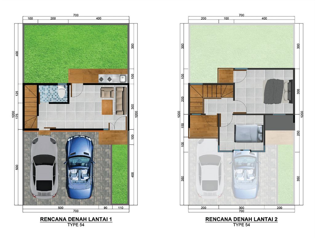 foto denah rumah tipe T-54B perumahan GRAND ALEENA