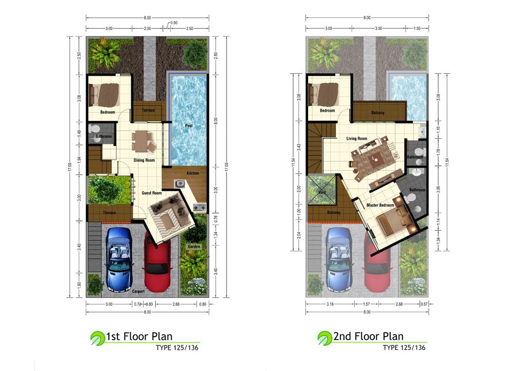 foto denah rumah tipe T-125A perumahan GRAND ALEENA