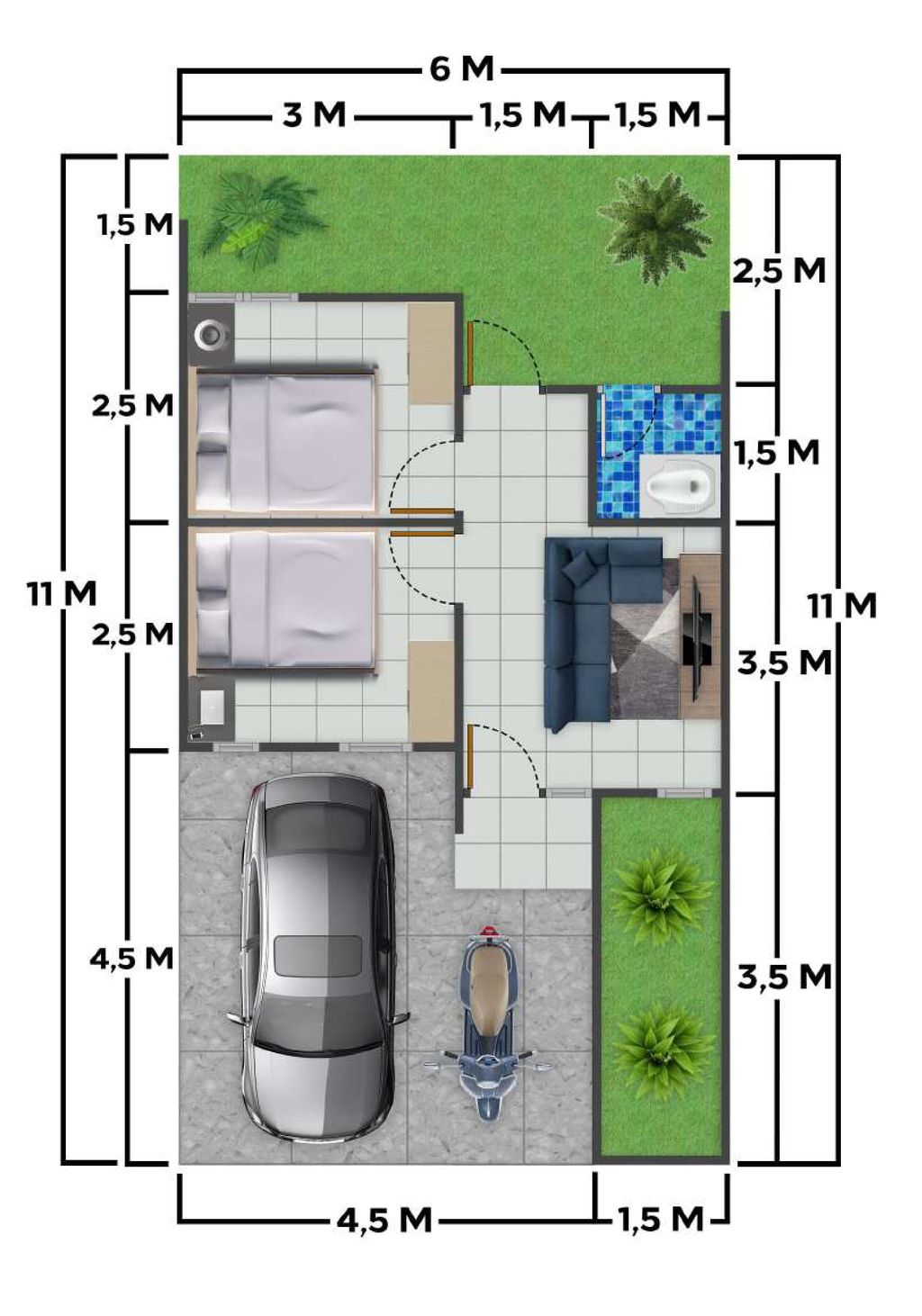 foto denah rumah tipe 30/66 perumahan ANGGUN RESIDENCE