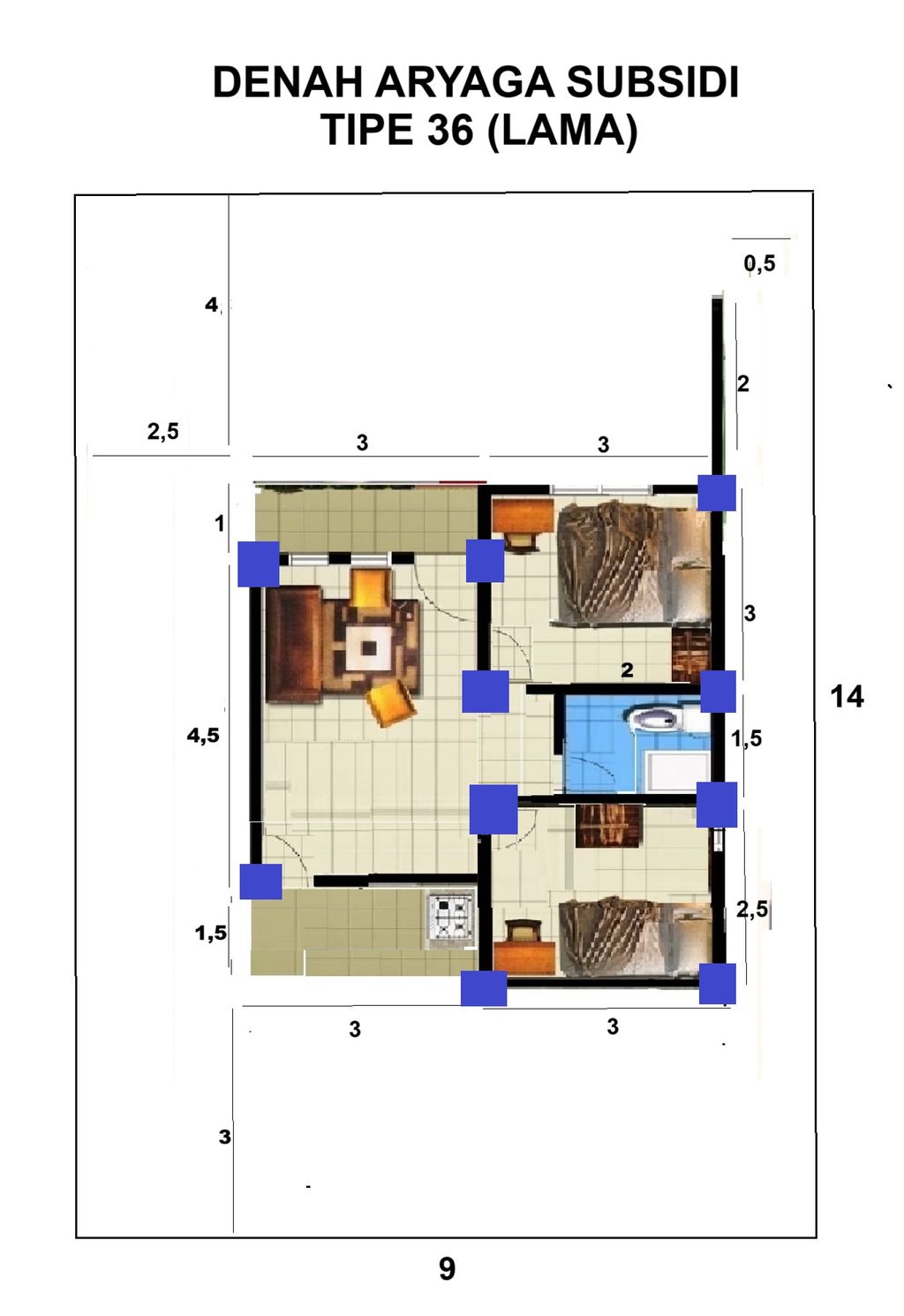foto denah rumah tipe 36+ perumahan ARYAGA ESTATE III