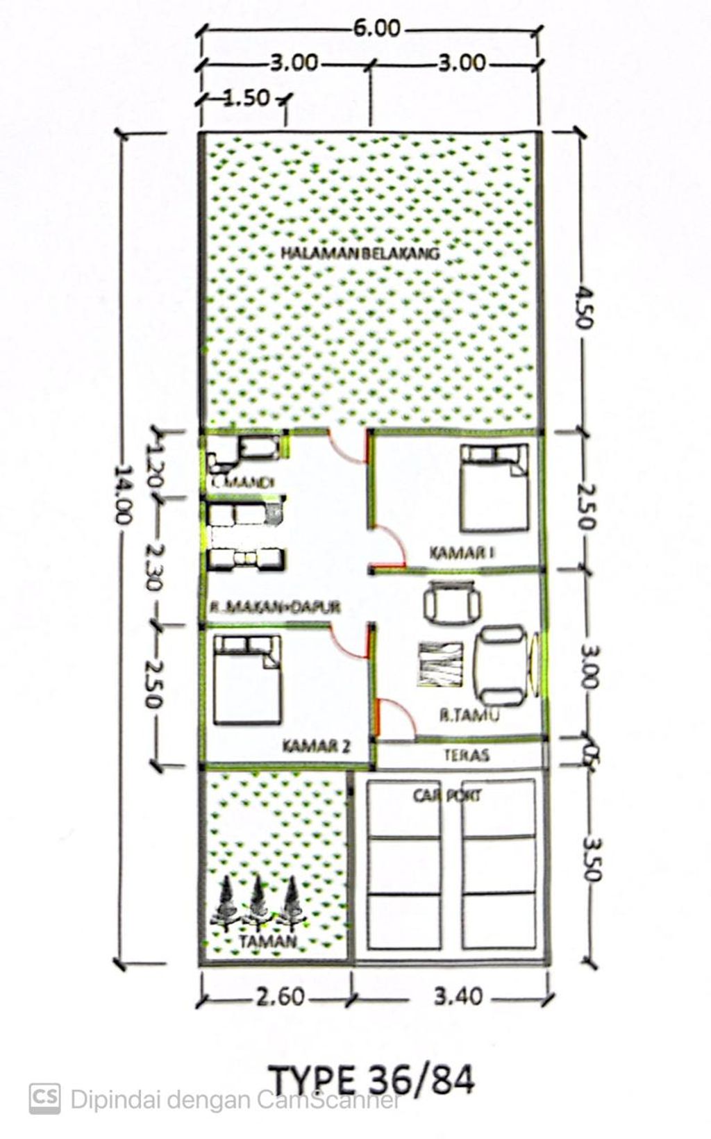 foto denah rumah tipe 36 perumahan Symfolia 2