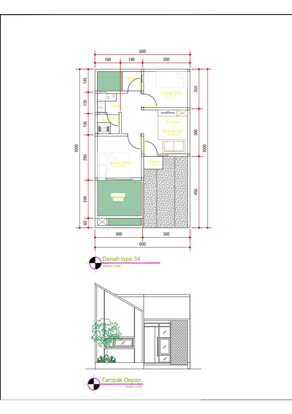 foto denah rumah tipe 34/60 perumahan SAS RESIDENCE SINDANGPALAY