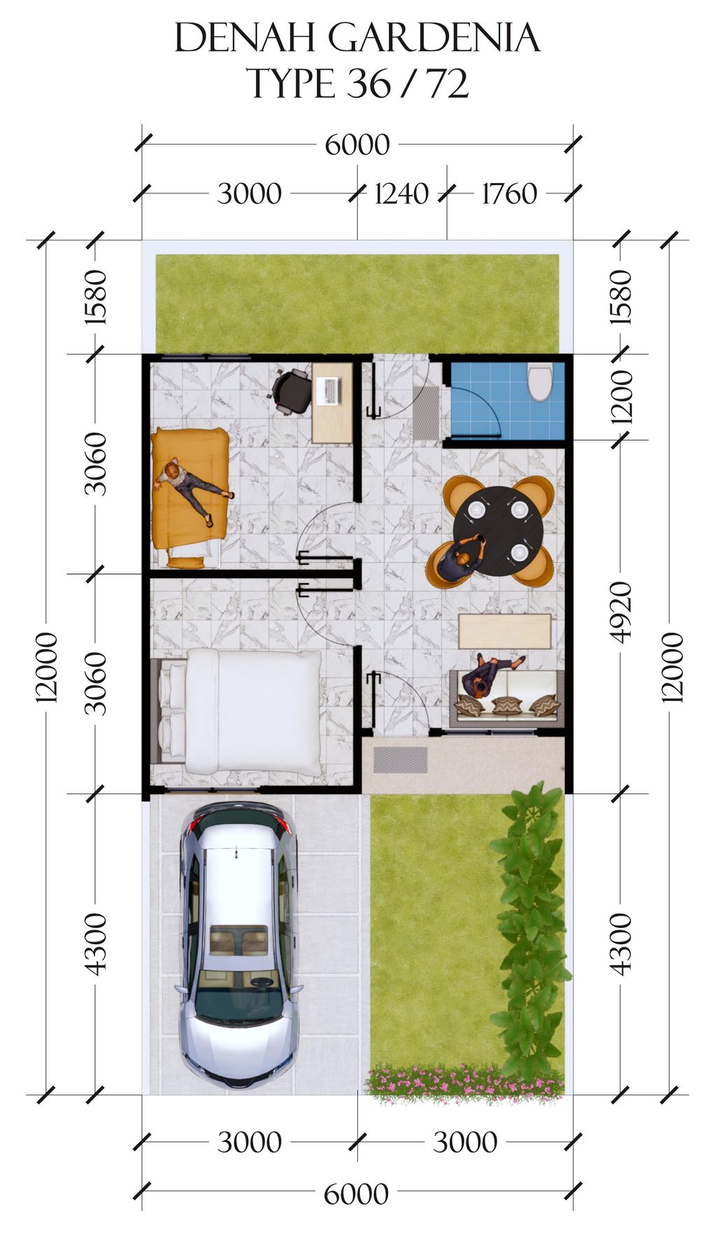 foto denah rumah tipe Gardenia perumahan METRO AFI RESIDENCE