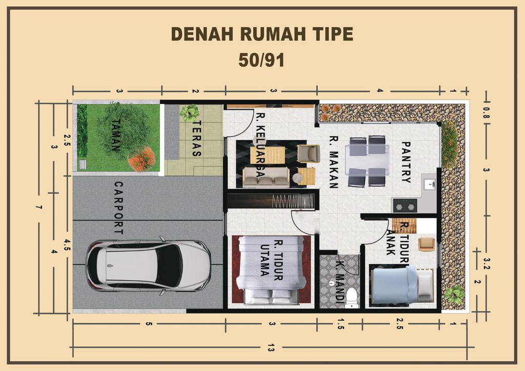 foto denah rumah tipe 50/91 perumahan Nuanza Khatulistiwa Regency