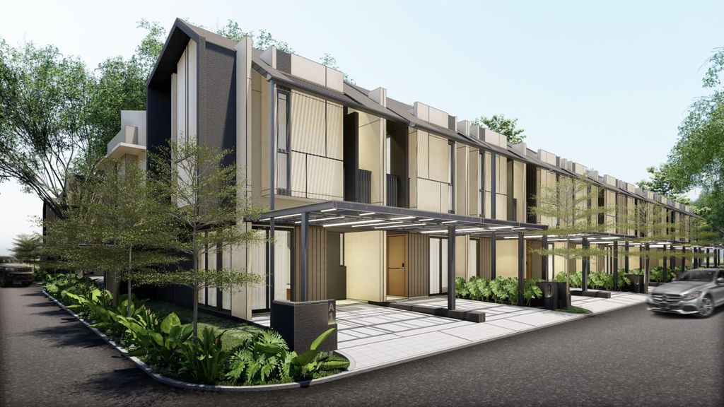 foto tampak rumah tipe Verda Hoek perumahan Terranea Homes