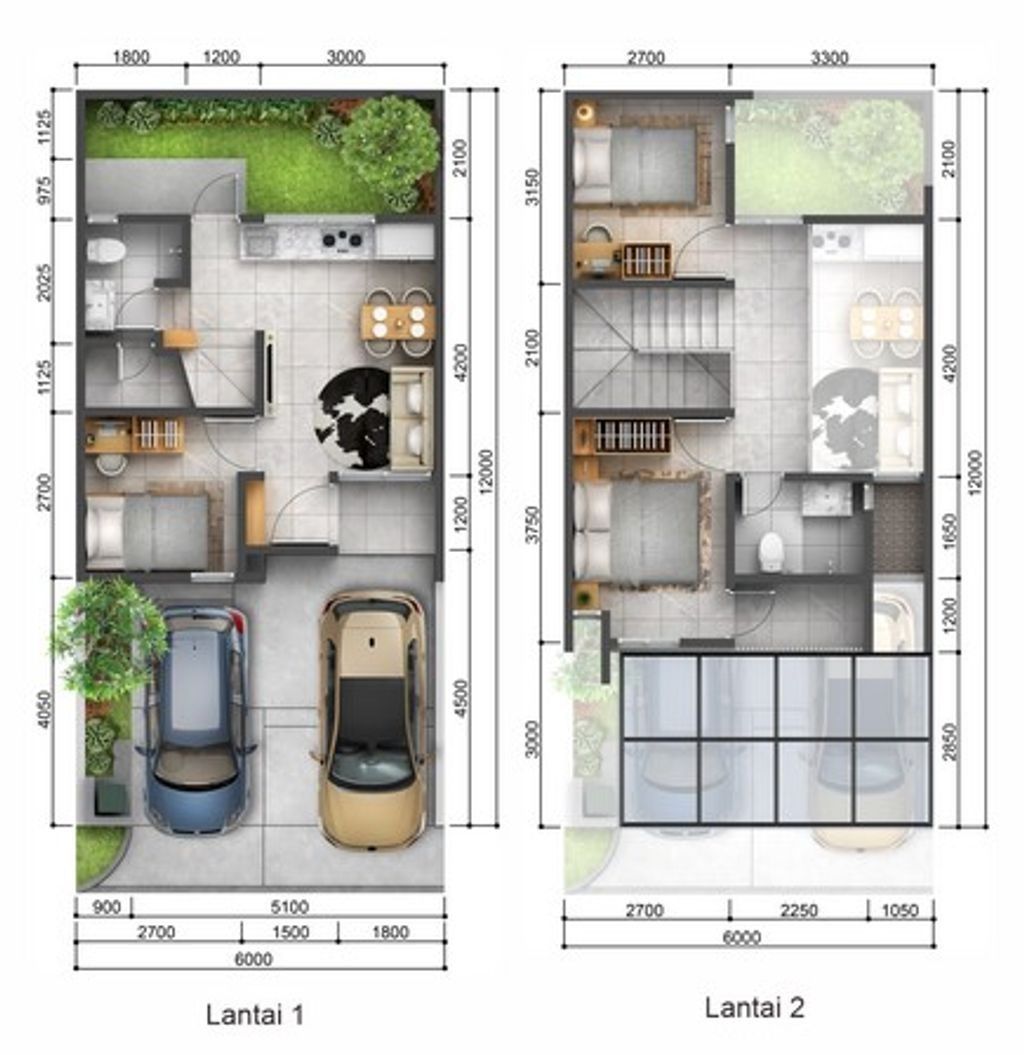 foto denah rumah tipe Aralia Hoek perumahan Terranea Homes