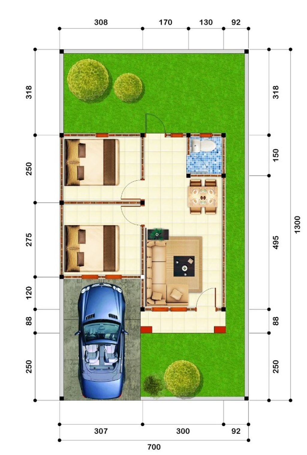 foto denah rumah tipe 36 perumahan PESONA ALAM KENDARI TAHAP 3